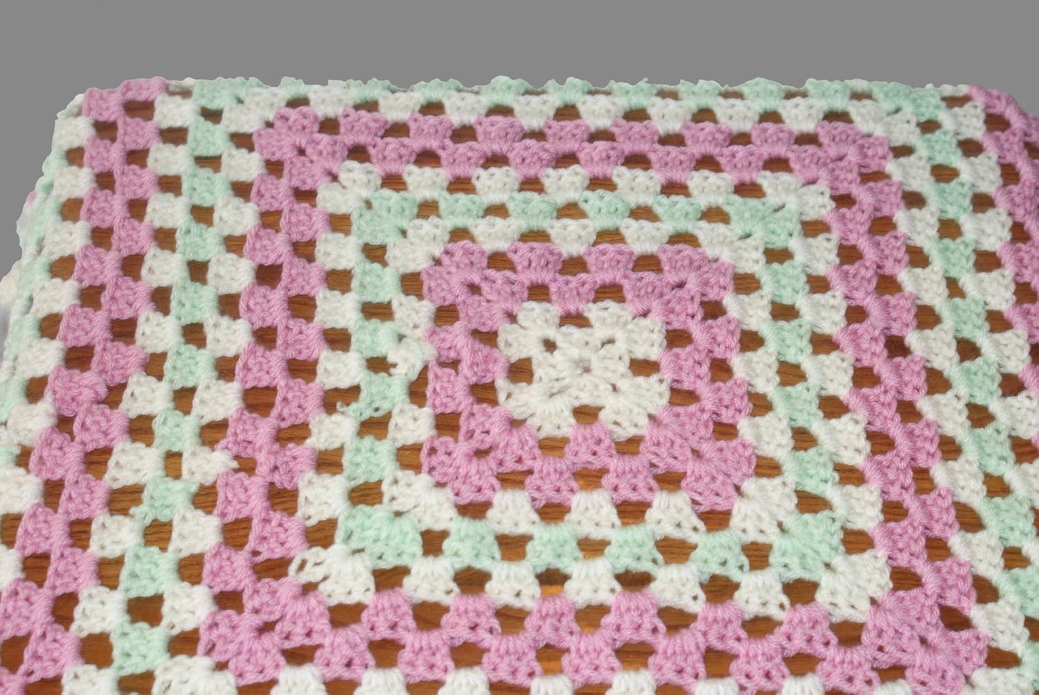 Pink Mint Ivory Baby Girl Crochet Blanket
